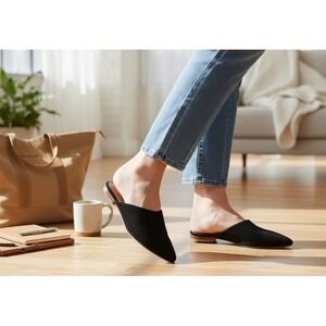 MADEWELL Women's Remi Black Suede Pointed Toe Slip On Mule  Sz 8
